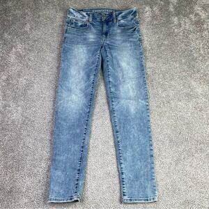 American Eagle Jeans Women's 0 Short Blue Skinny Low Rise Light Denim Stretch